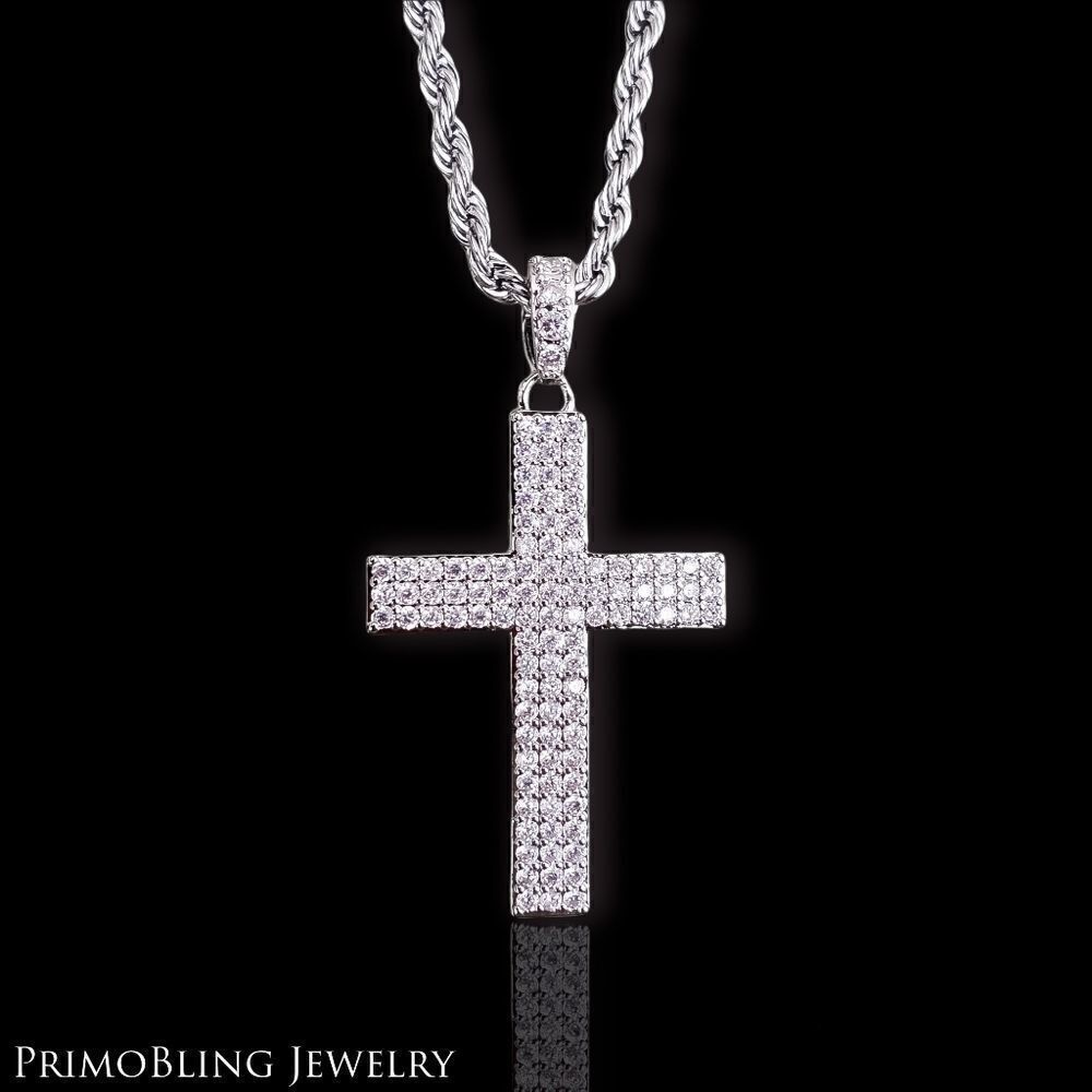 Stainless Steel Dripped Out Cross Necklace - Picture 2 of 3